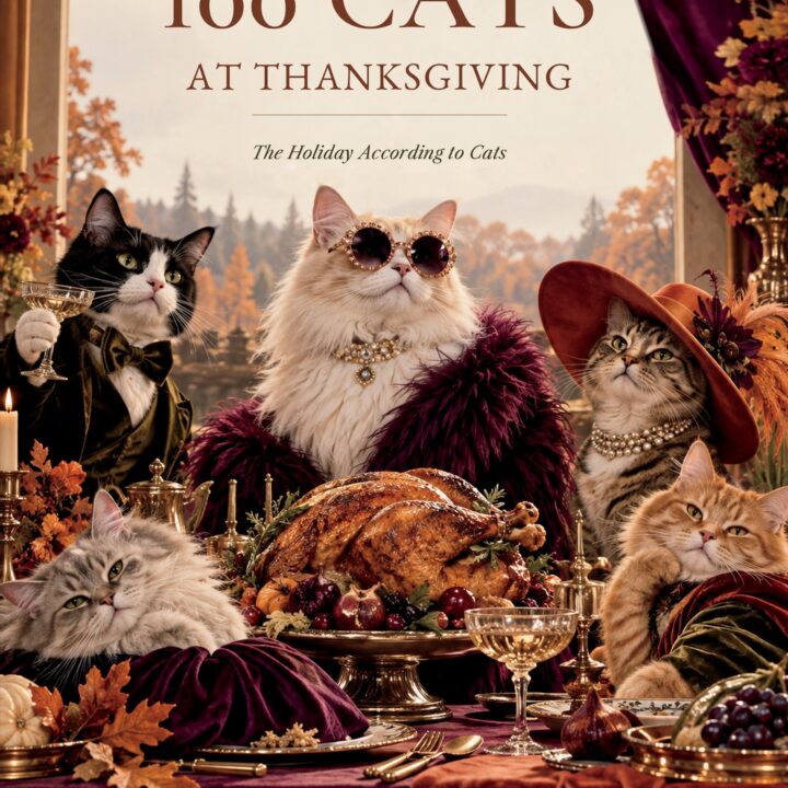100 CATS AT THANKSGIVING. Big Illustrated Book